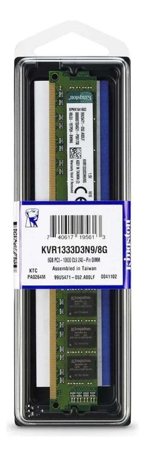 Miniatura Memória Ram 8Gb Ddr3 1333Mhz Kingston Kvr1333D3N9/8G