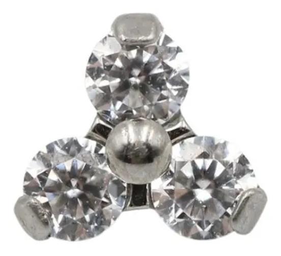 Miniatura Piercing Para Orelha Com Três Pedras Cristal Trinity Titânio