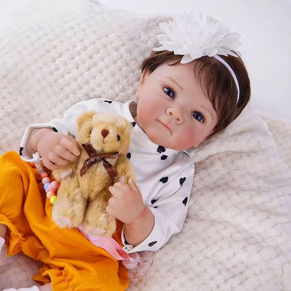 Miniatura Bebê Reborn Menina Olhos Abertos Artesanal Corpo De Vinil De Silicone Macio