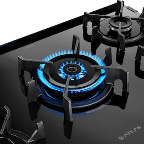 Miniatura Fogão Atlas 5 Bocas Agile Up Glass com Mesa de Vidro e Acendimento Automático Bivolt - Preto