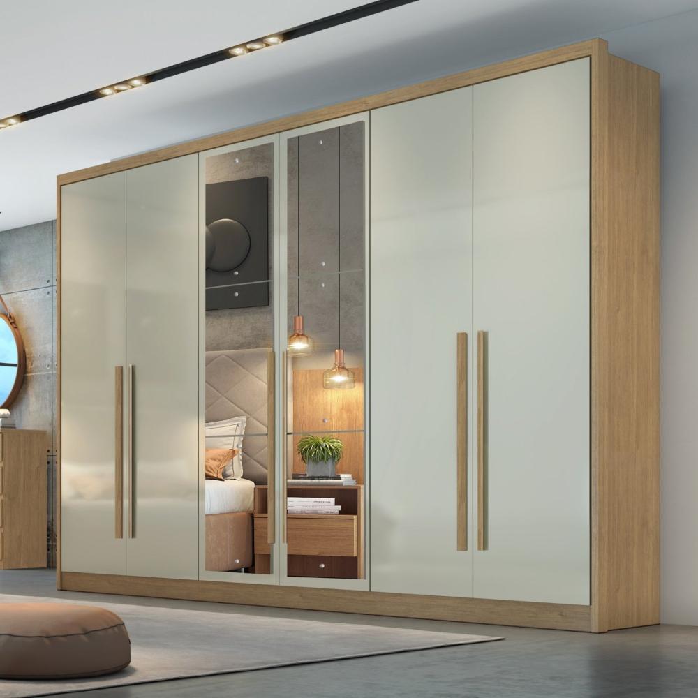Miniatura Guarda Roupa 6 Portas 6 Gavetas com Espelho Reno Novo Horizonte Cumaru Fendi