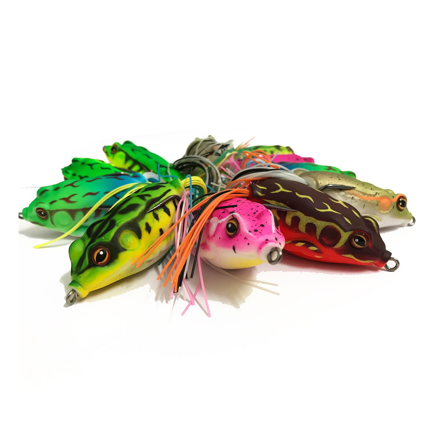 Miniatura Kit 5 Isca Artificial Sapo Frog Traíra Bass Estojo Tucunaré