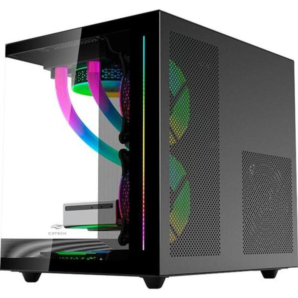 Miniatura Gabinete Gamer C3tech Aquarius Mt-g810 Sem Fans Preto