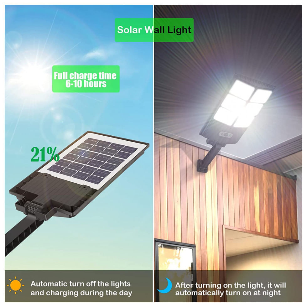 Miniatura Luminária Solar Externa GORLDE 8000 Lumens a Prova dÁgua 150W com 3 Modos de Iluminação e Controle Remoto