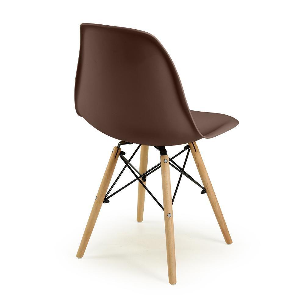 Miniatura Conjunto Mesa De Jantar Redonda Luana Amadeirada Preta 100cm Com 4 Cadeiras Eames Eiffel - Marrom