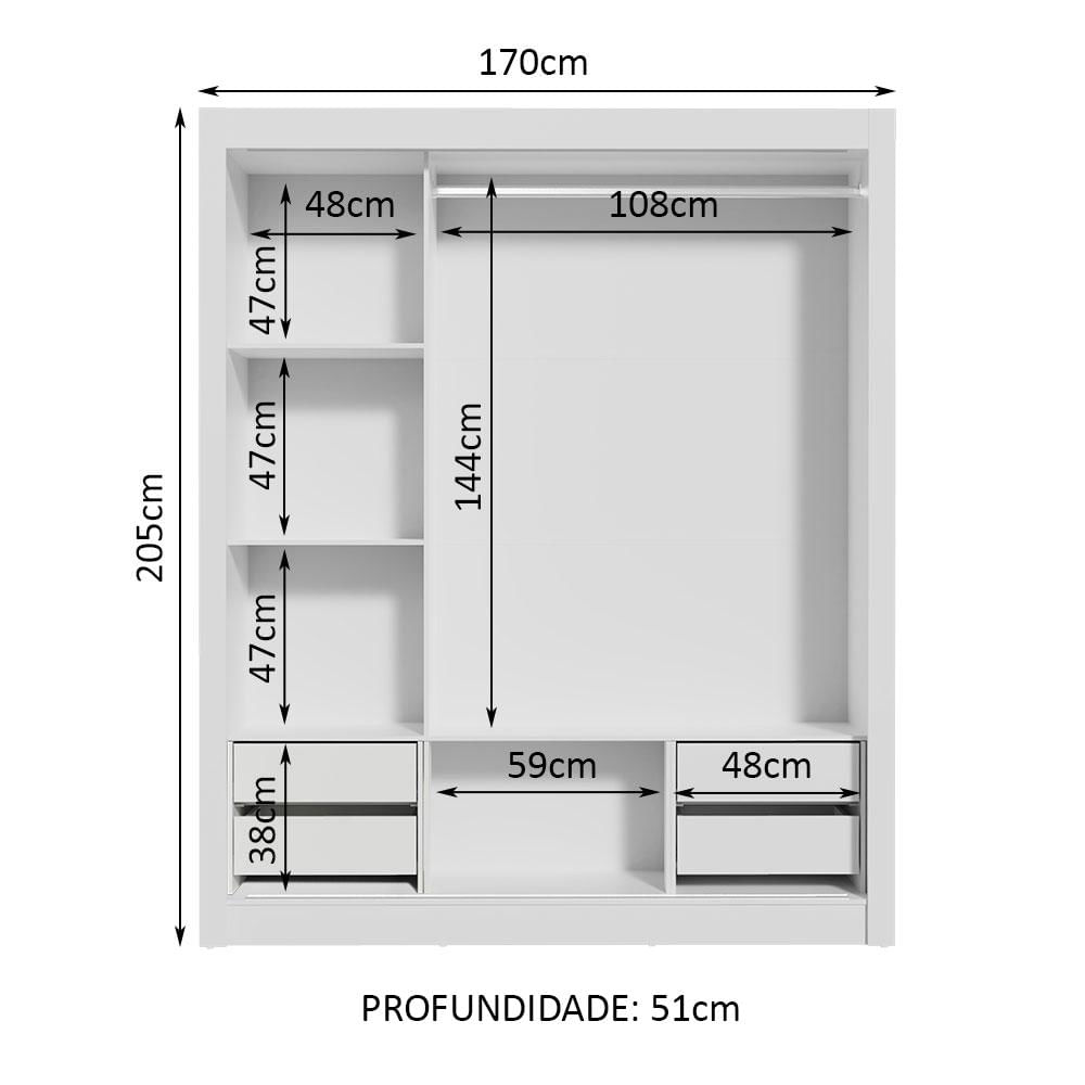 Miniatura Guarda-Roupa Casal Madesa Lyon Plus 3 Portas de Correr com Espelhos 4 Gavetas Branco