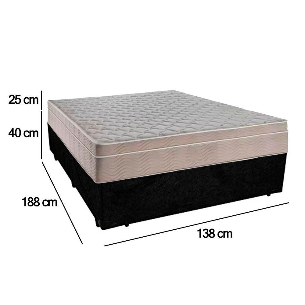 Miniatura Cama Box Casal Suede + Colchão Sereneprime Molas Ensacadas 138x188x65 Cor:preto