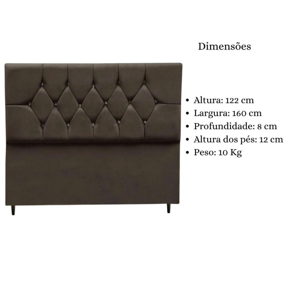 Miniatura Cabeceira Cama Box Estofada Queen 160 Cm Geovana Suede Marrom