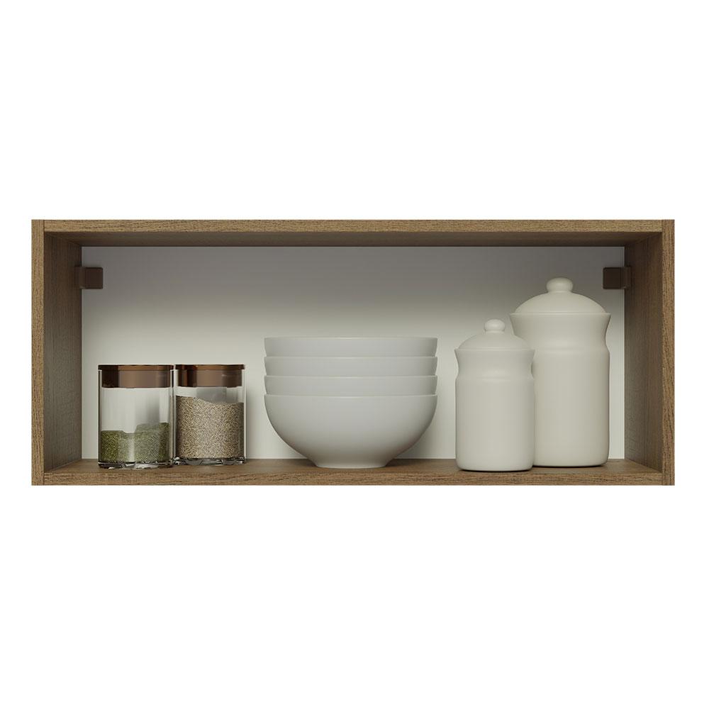 Miniatura Armário Aéreo Madesa Lux 80 cm 1 Porta Suspensa - Rustic/Preto Rustic/Preto