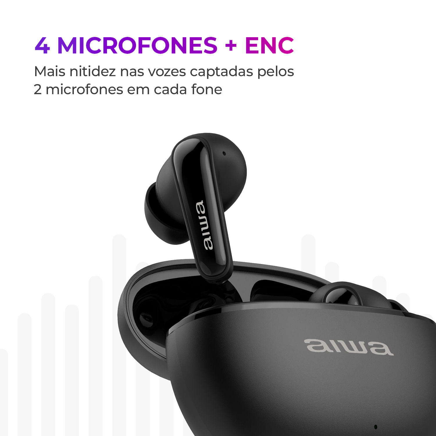Miniatura Fone de Ouvido Earbud AIWA EB-01-B BT IPX5 ANC Modo Ambiente BIV
