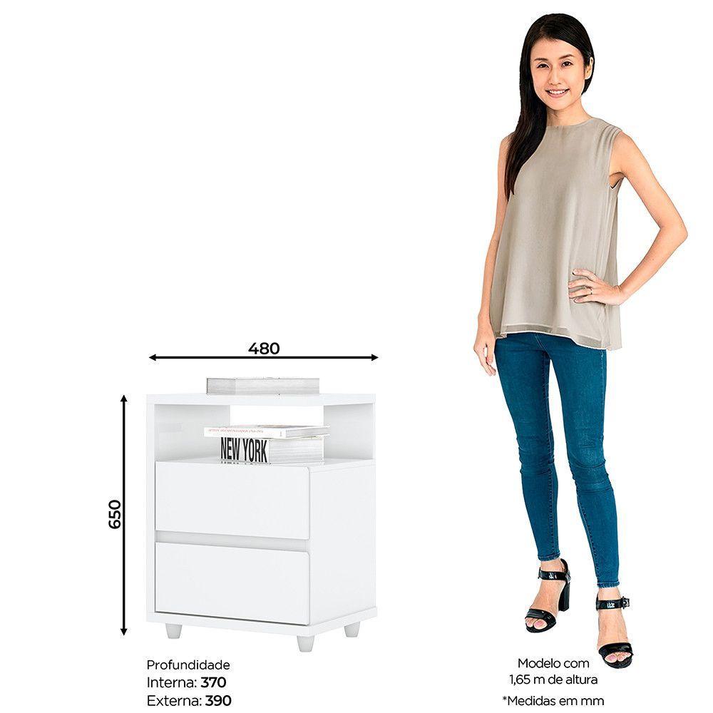 Miniatura Mesa De Cabeceira 2 Gavetas Nora Casa 812 Branco