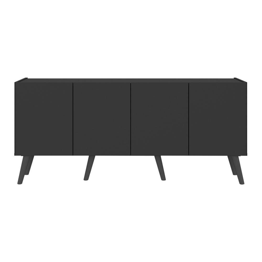 Miniatura Rack Retrô Para Tv Até 50 Polegadas Com 4 Portas Multimóveis Mp1071 Preto Preto