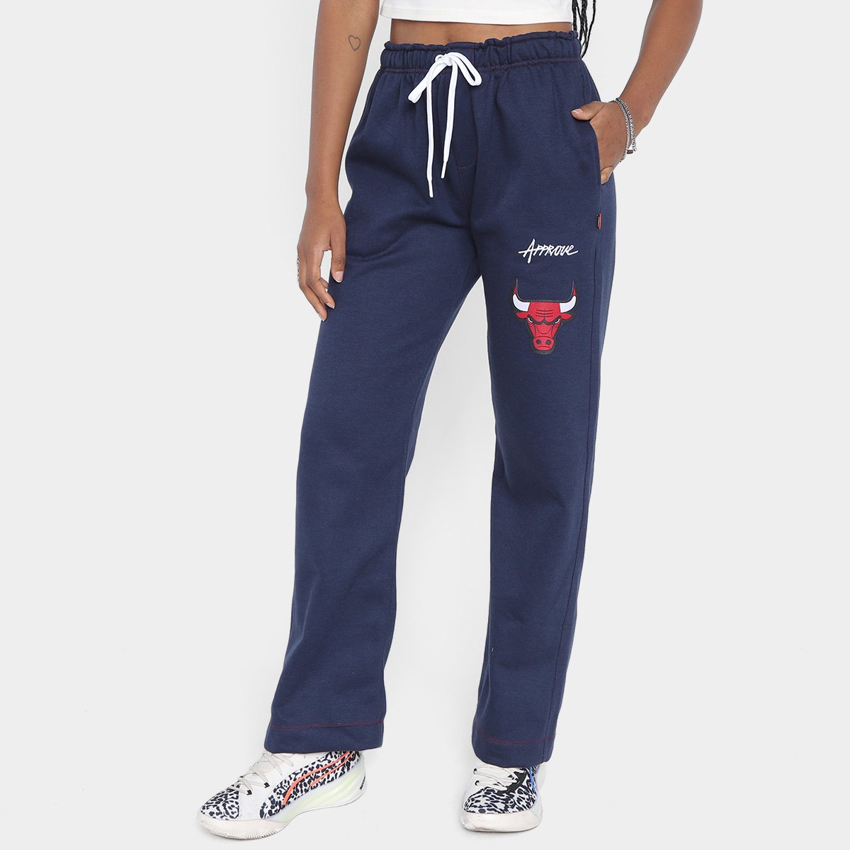 Miniatura Calça Moletom Reta Approve NBA Bulls Marinho - GG