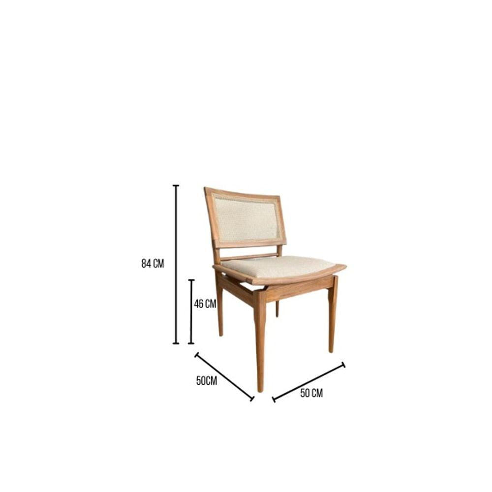 Conjunto Mesa De Jantar Cone 110 Cm Freijó Com 4 Cadeiras Madeira Maciça Tela Sextavada E Assento Em Linho Cor Marrom