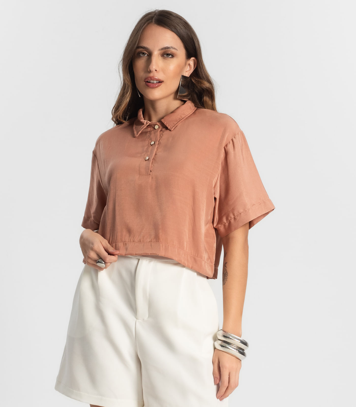 Miniatura Camisa Feminina Manga Curta Endless Marrom G