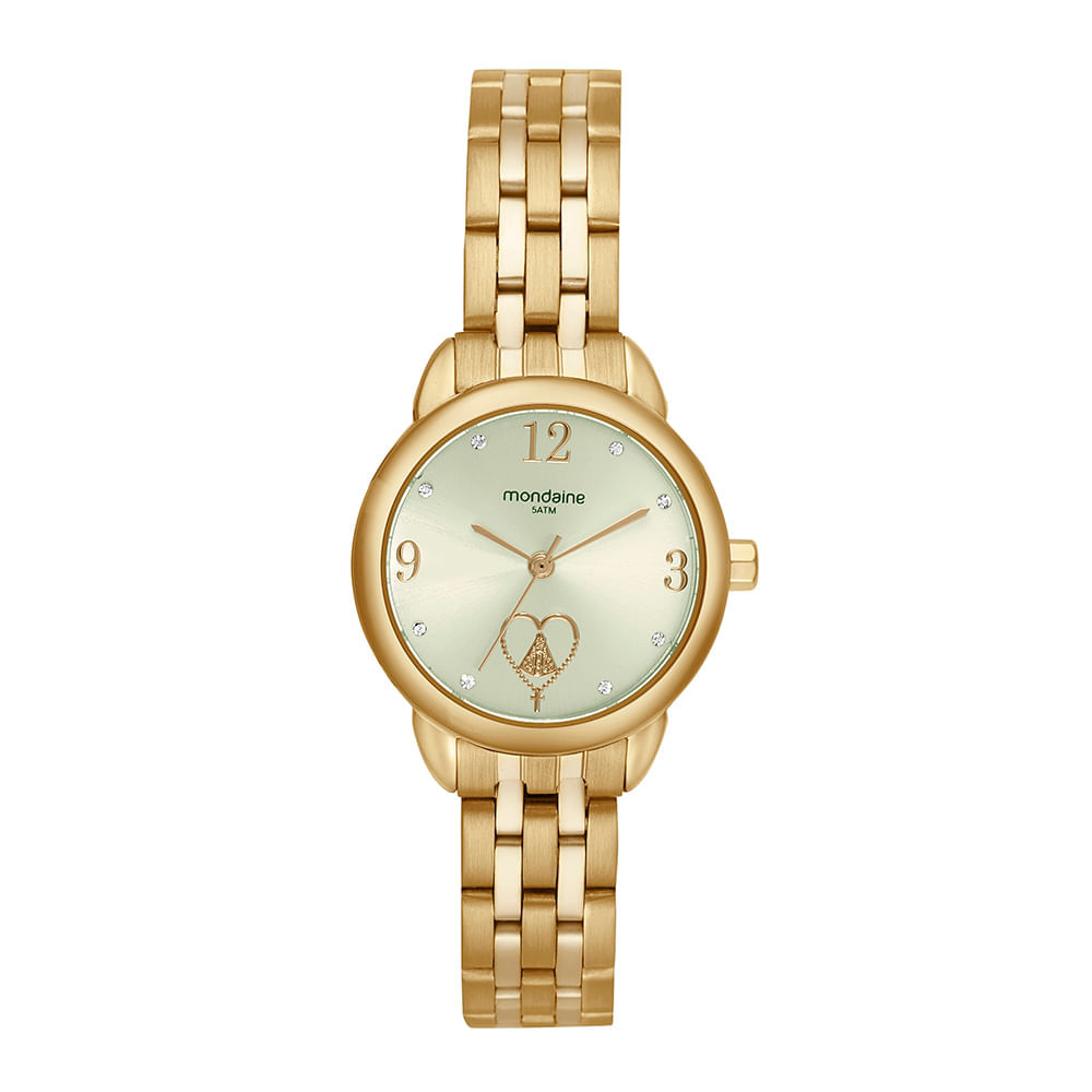 Miniatura Kit Relógio Feminino Dourado Nossa Senhora Aparecida