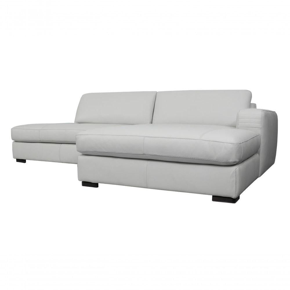 Miniatura Sofá De Couro Com Chaise N.y. 3 Lugares Off White 2,74 M - Mempra