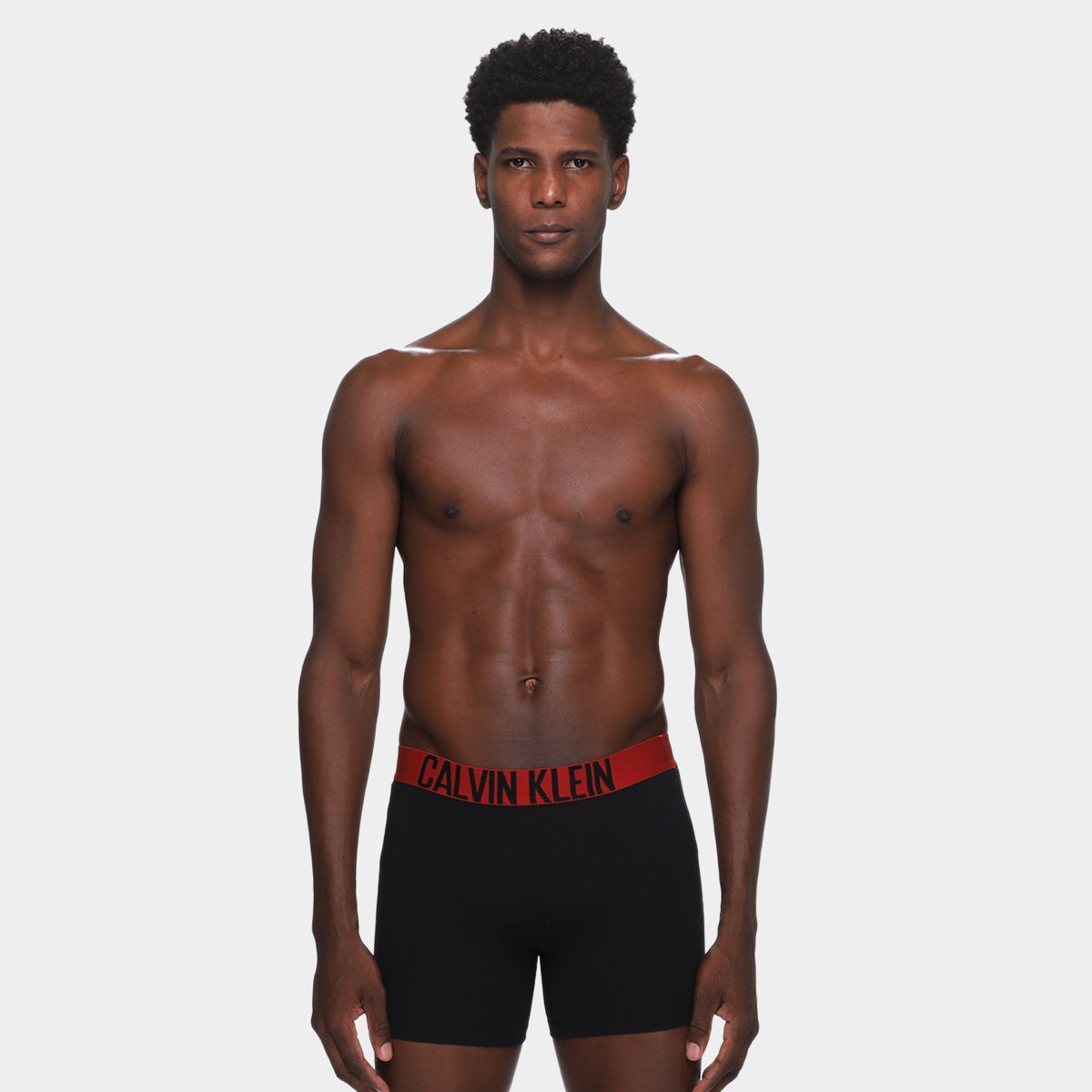 Miniatura Kit Cueca Boxer Calvin Klein Masculina - 2 Peças Preto+Vermelho - G