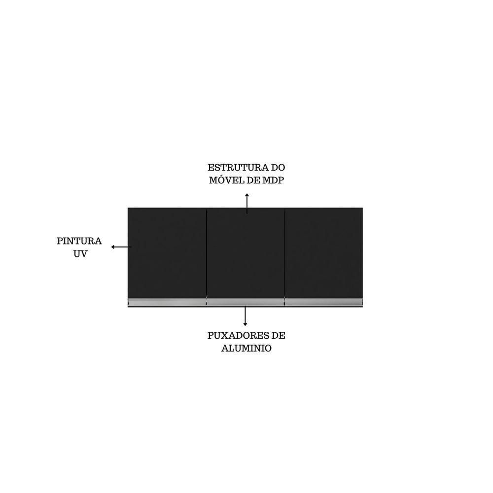 Miniatura Módulo Suspenso Armário Aéreo P- Cozinha Andreia 120cm C- 3 Portas