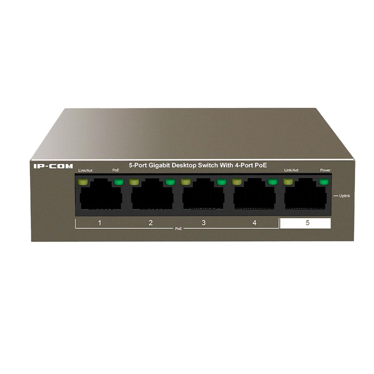 Miniatura Switch Ip-Com, 4 Portas Gigabit 10/100/1000 Mbps Poe + 1