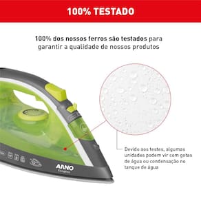 Ferro de Passar a Vapor Arno Ecogliss FEC1 com Spray e Base Cerâmica - Verde 110V