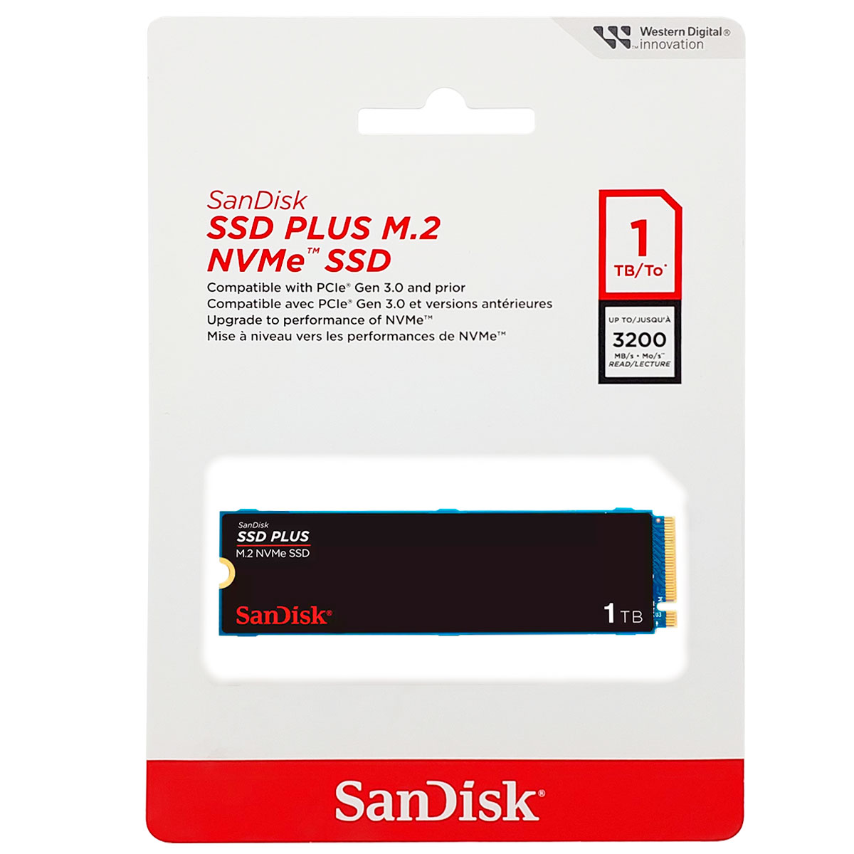Miniatura SSD 1TB SanDisk Plus, M.2 2280 PCIe 3.0 NVMe, Leitura 3200MB/s - SDSSDA3N-1T00-G26