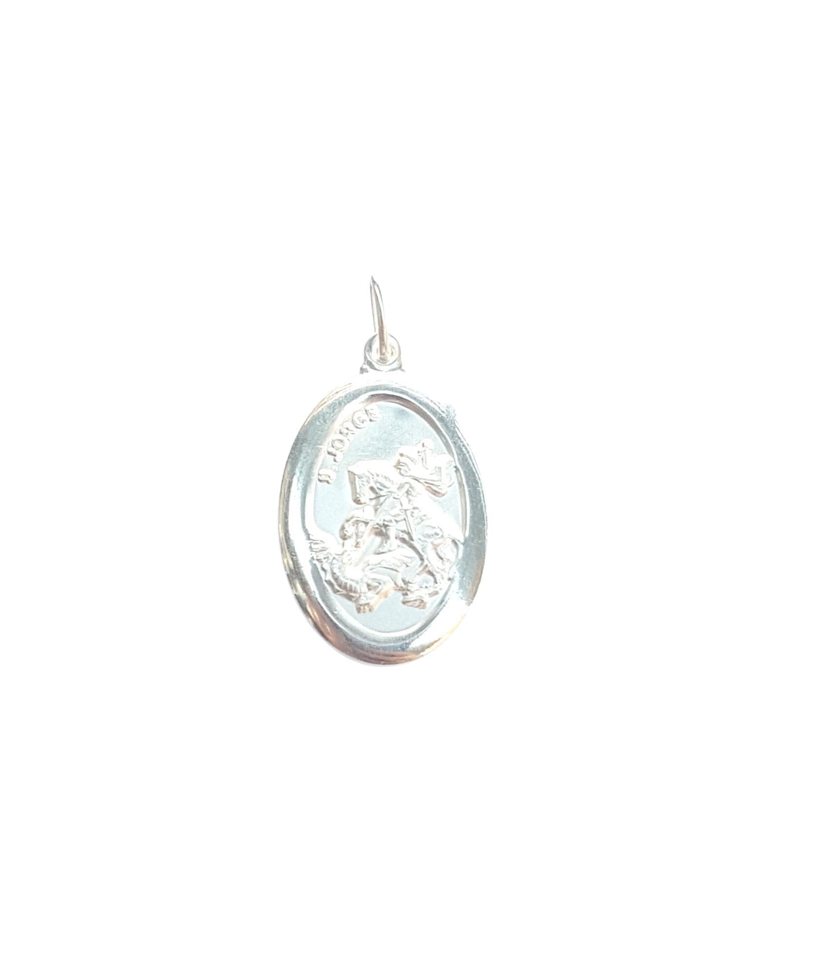 Miniatura Pingente Prata Oval São Jorge