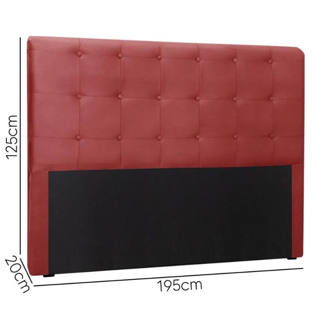 Miniatura Cabeceira Cama Box Quarto King Size Paola 195 Cm Veludo Speciale Home Vermelho