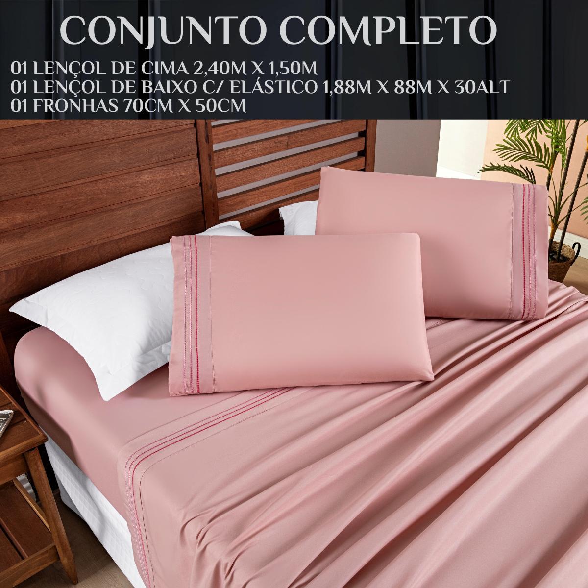 Miniatura Cama Posta Solteiro Cherry Lençol 200 Fios Bordado 3 Pçs