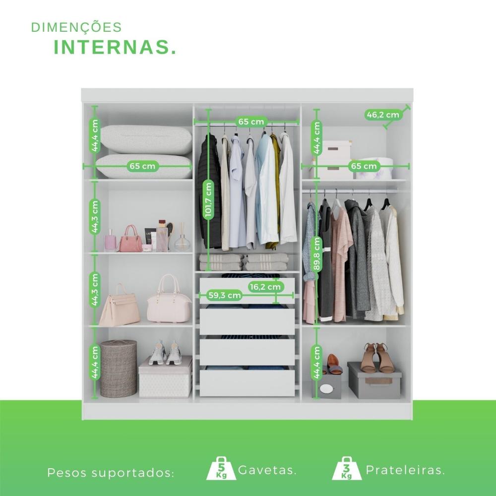 Miniatura Guarda-roupa 4 Gavetas 6 Portas com Espelho Lisboa Branco
