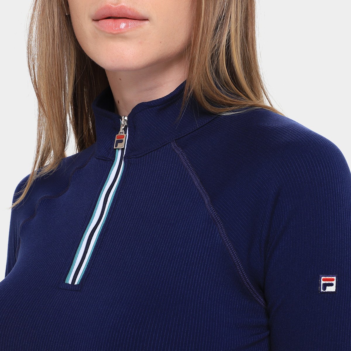 Miniatura Blusa Fila Cropped Manga Longa Sport Club Feminina Marinho - G