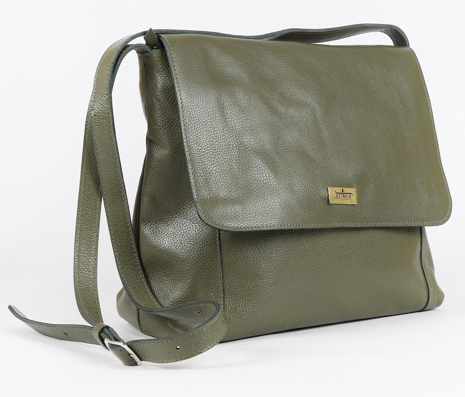 Miniatura Bolsa Pasta Carteiro Feminina Couro Legitimo V.Musgo