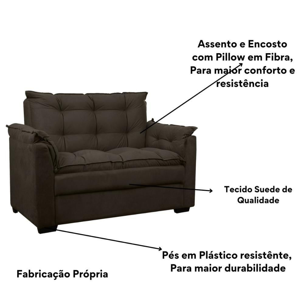 Miniatura Sofá 2 Lugares Confortável Pequeno 140cm Small Herrero Marrom Escuro