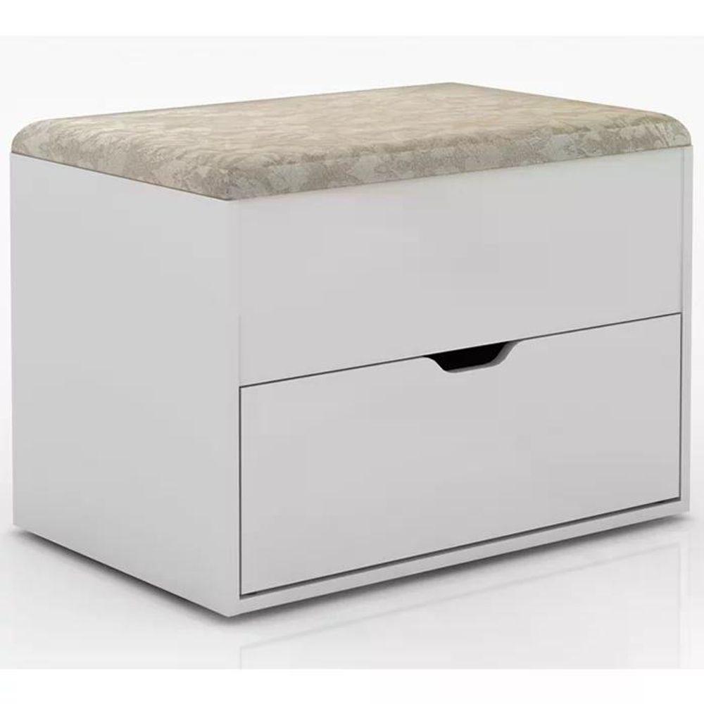 Miniatura Puff Bau Organizador Multiuso Com Gaveta Branco