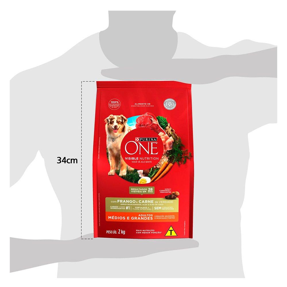 Miniatura Ração Seca Nestlé Purina One Frango e Carne para Cães Adultos Raças Médias e Grandes - 2 Kg