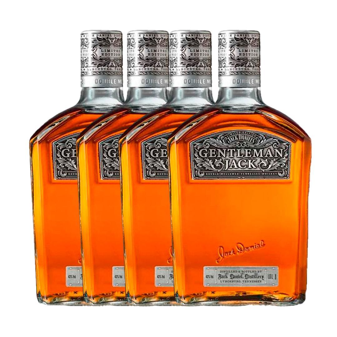Miniatura Kit 4 Garrafas Whisky Jack Daniels Gentleman 1 Litro
