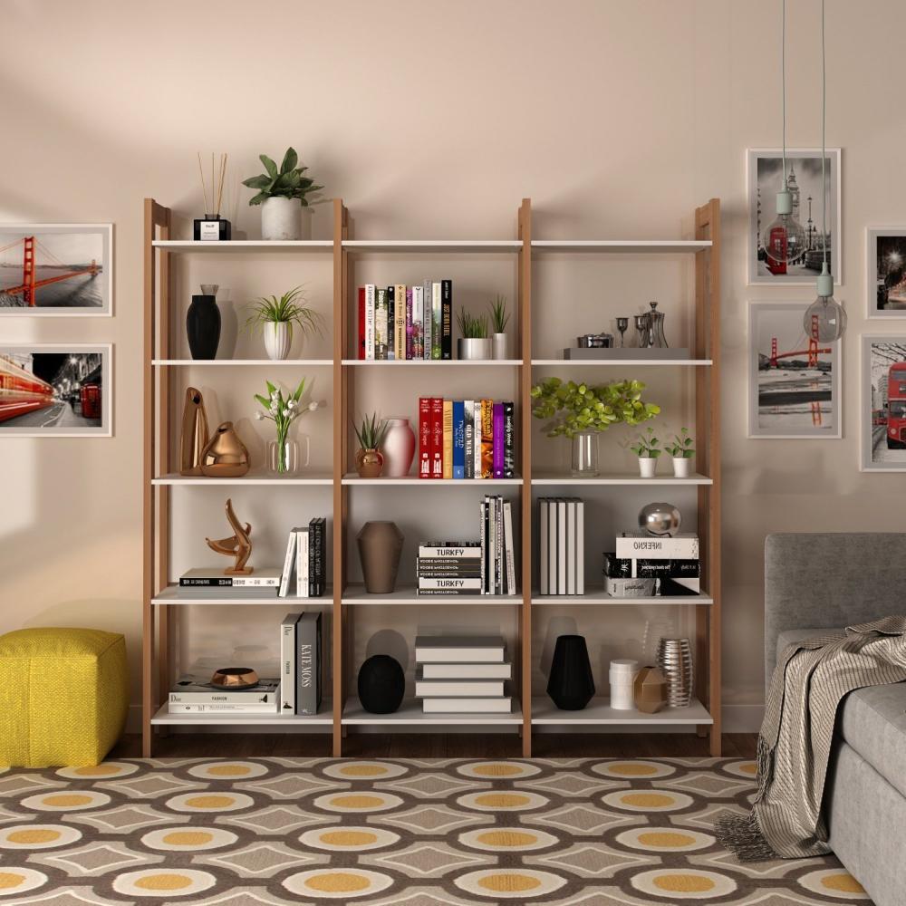 Miniatura Estante Haia com 15 Prateleiras Yescasa Amêndoa/Branco