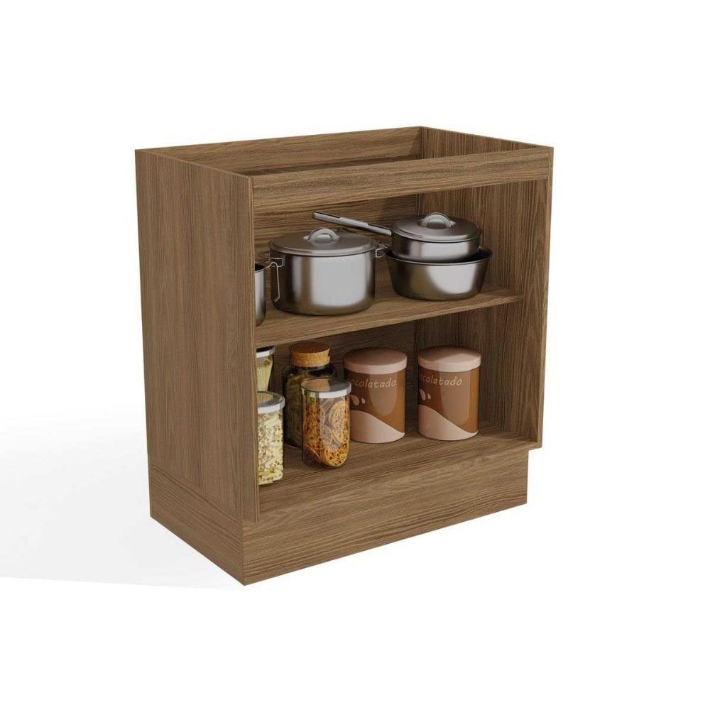 Miniatura Gabinete De Cozinha Modulado Balcão Botanic M623 2 Portas C-tampo 80cm Nogueira-fendi-preto Brilho - Kappesberg