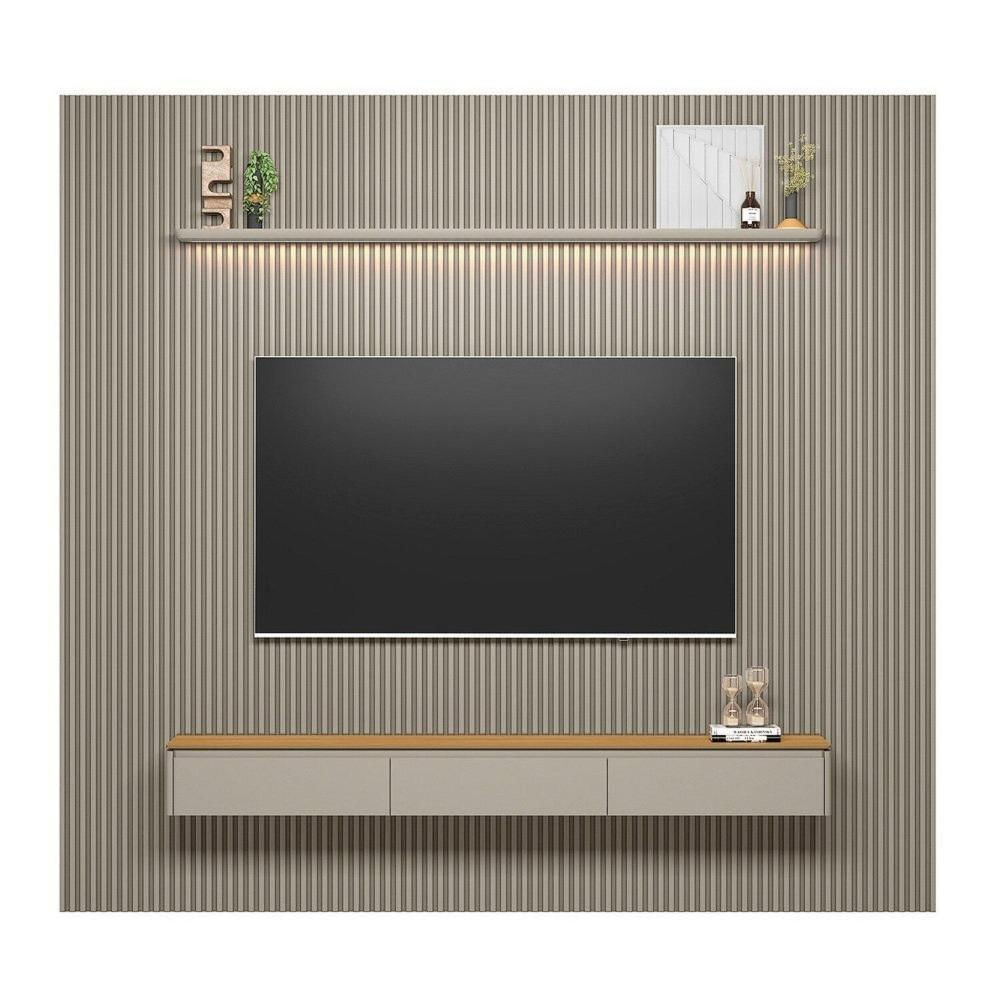 Miniatura Painel para Tv 80 Polegadas com Led Ripado Modular Tauari / Gris Fosco