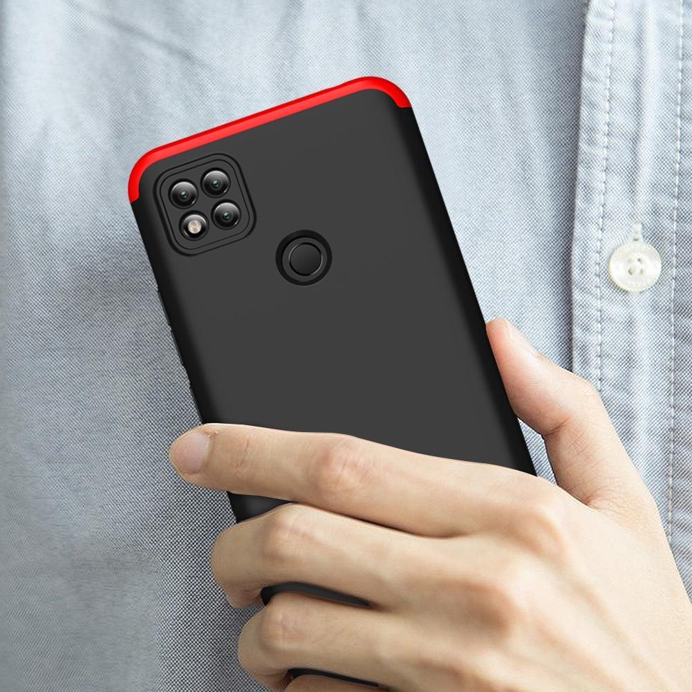 Capa Capinha 360 Fosca Para Redmi 10A - Preta Com Vermelho