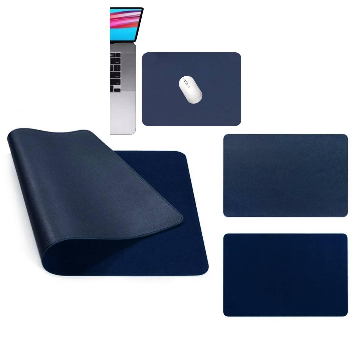 Miniatura Kit 10 Mouse Pad 25X20Cm Couro Eco Impermeável Azul Marinho