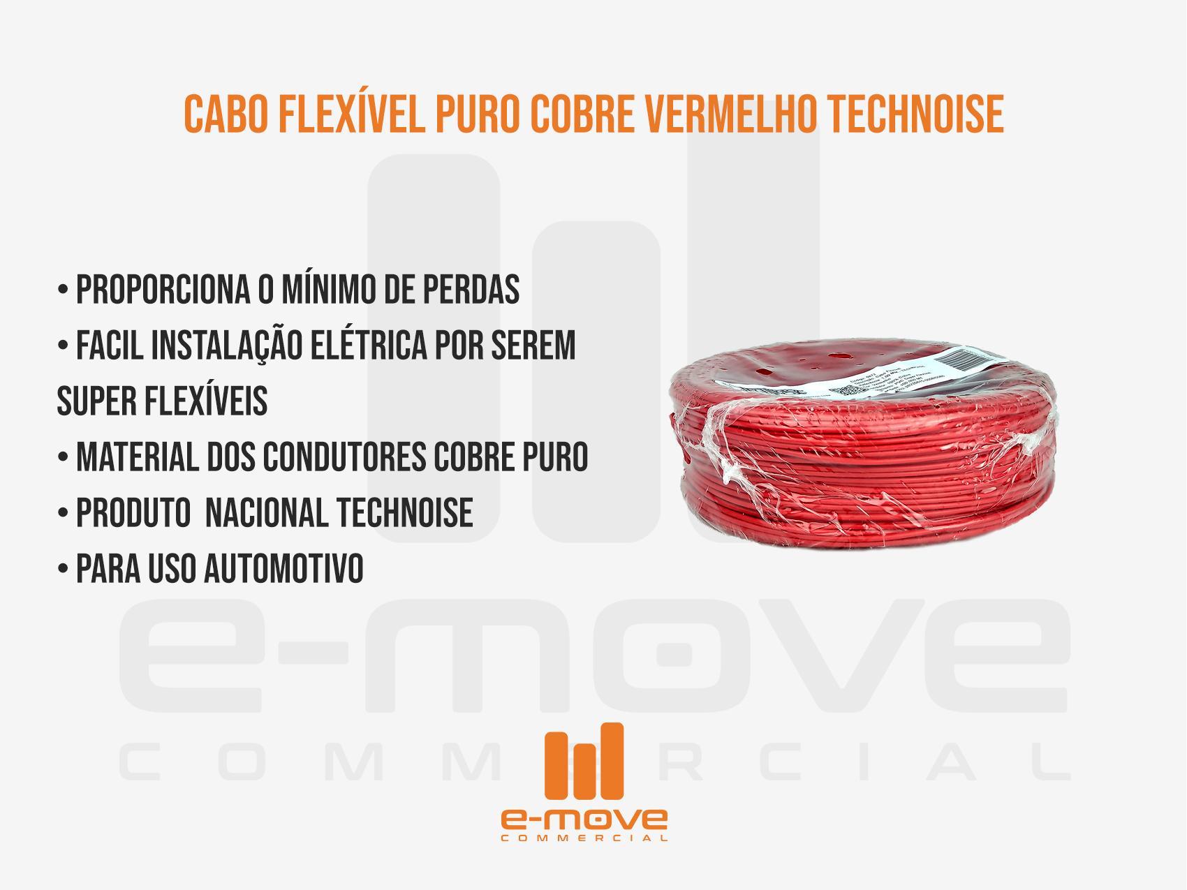 Miniatura Cabo Flexível 1Mm 1.00Mm Vermelho 100 Metros Technoise