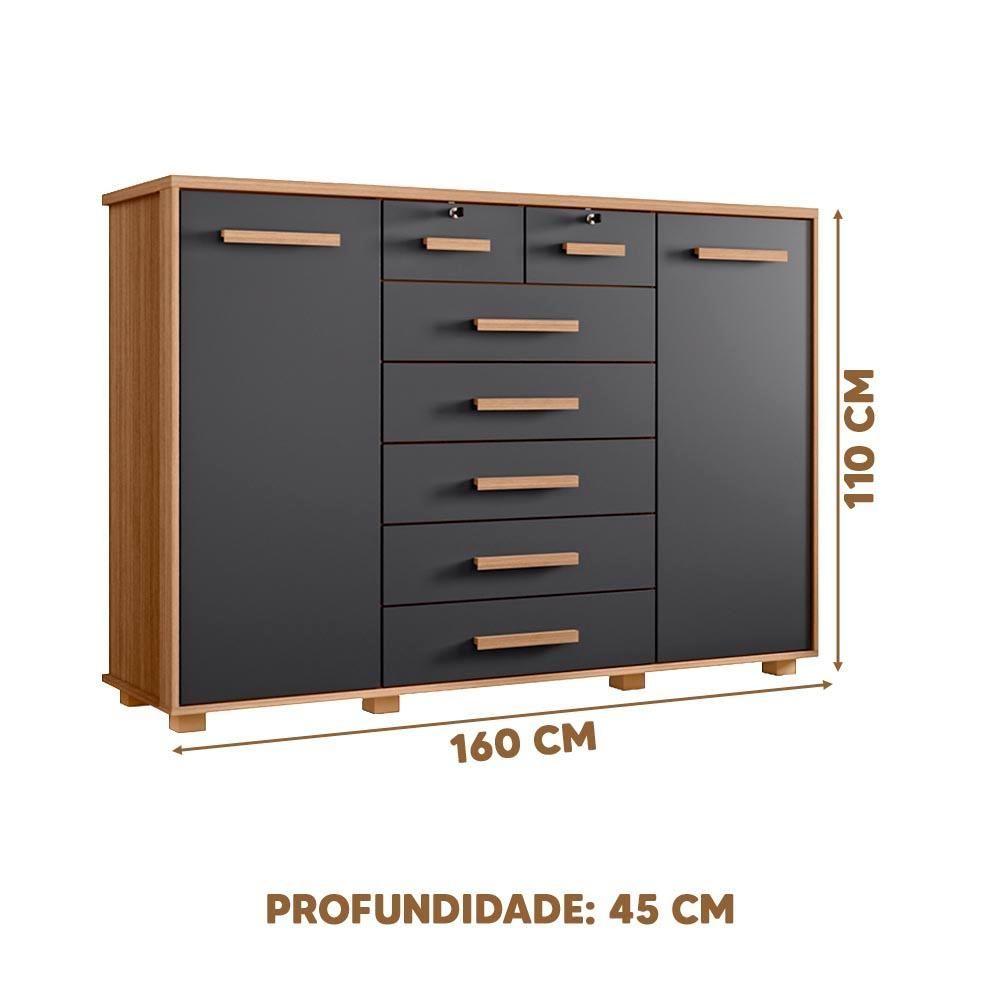 Miniatura Cômoda 7 Gavetas 2 Portas Nature Titanium Fontez Shop Jm