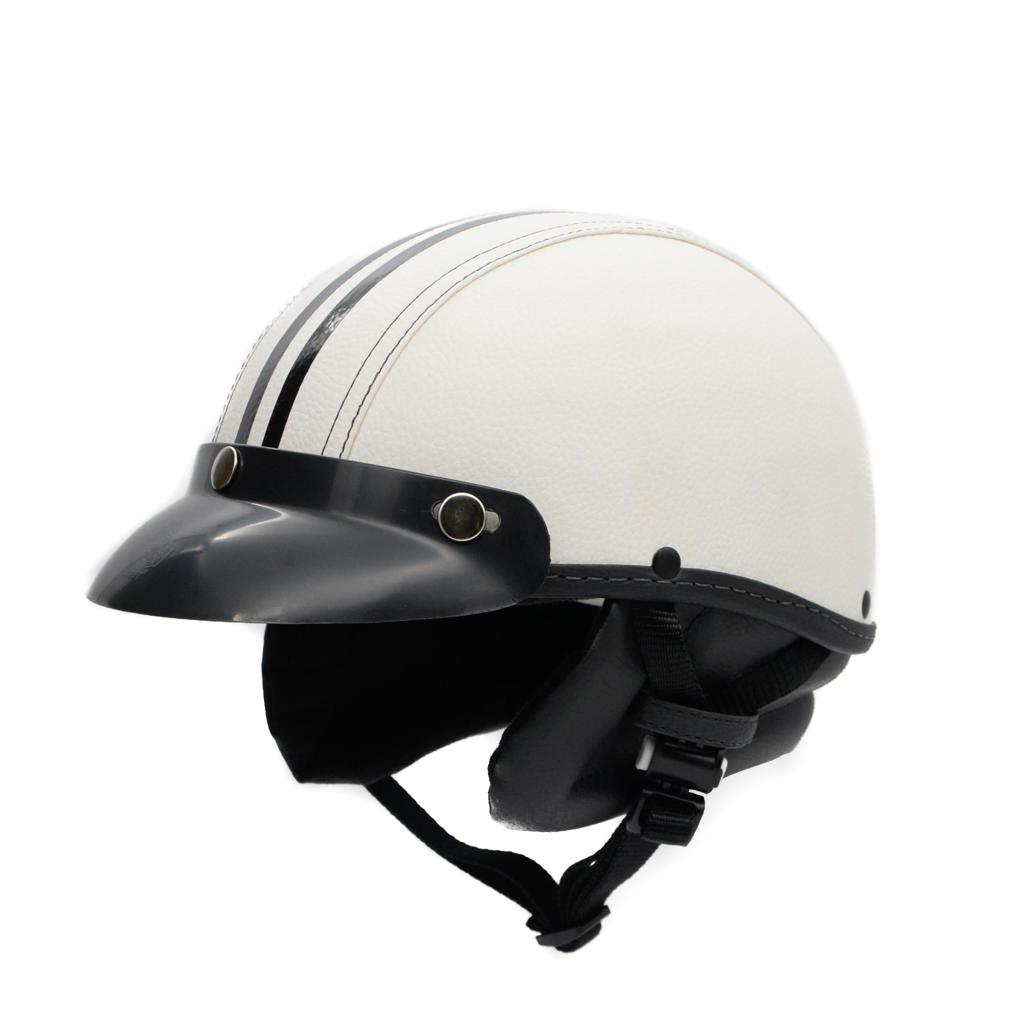 Miniatura Capacete Coquinho Scooter Moto Elétrica Bike Couro Branco