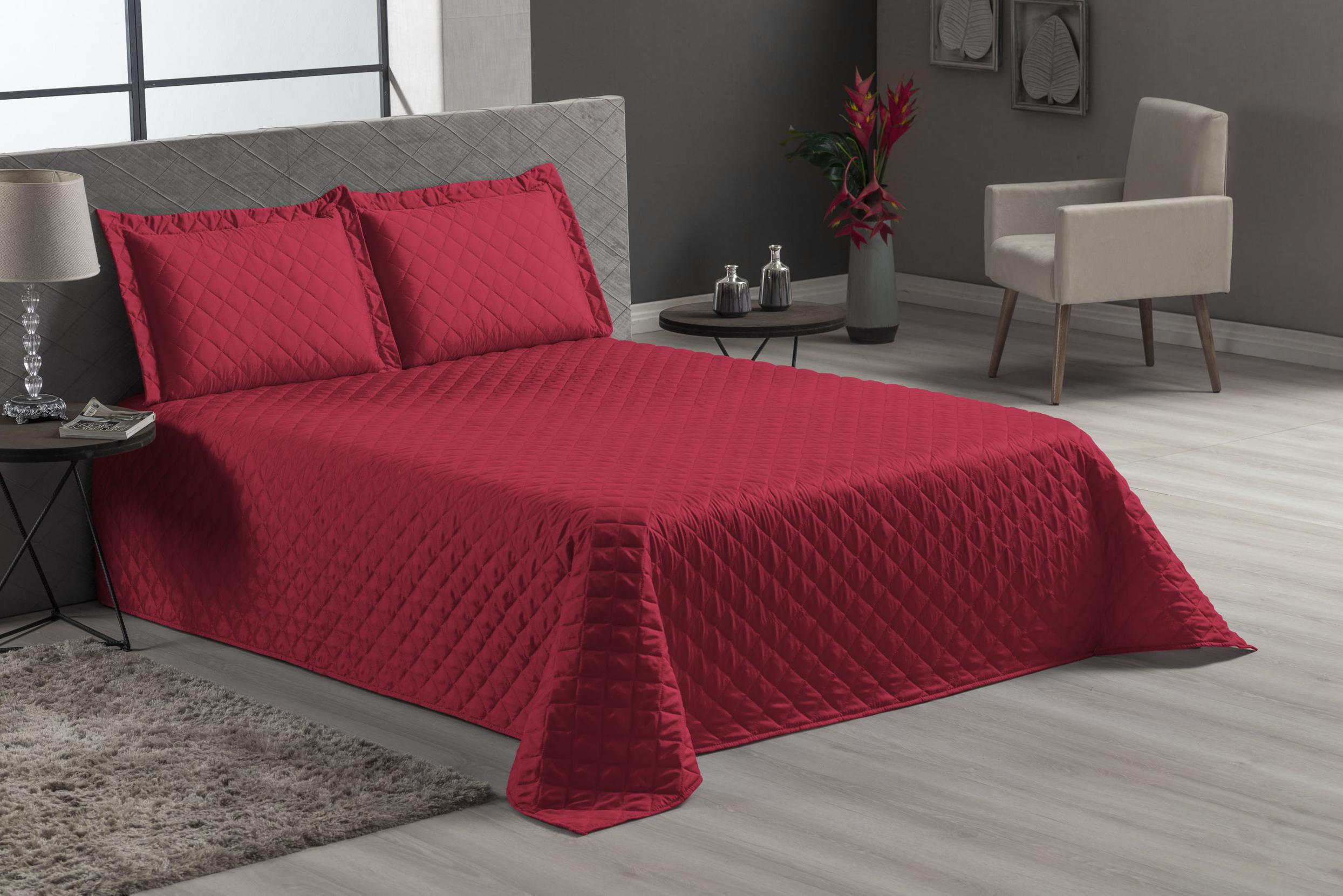 Miniatura Kit Jogo De Cama Vermelho Casal Padrão 3 Peças Luxo Veneza