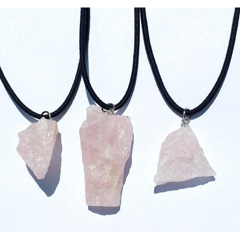 Miniatura Colar De Quartzo Rosa Natural Bruto - Pedra Dor Amor