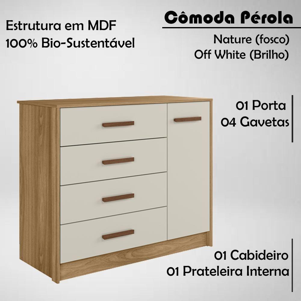 Comoda Infantil 04 Gavetas 01 Porta 4250 Nature Off White Plla Nature Off White