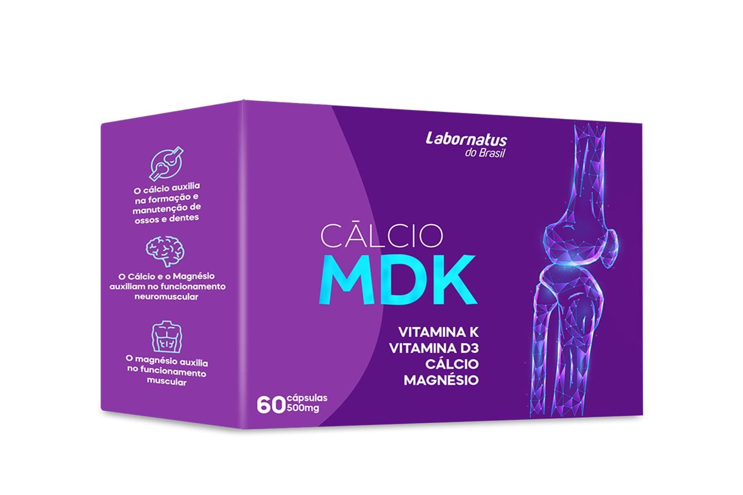 Miniatura Cálcio Mdk Vitaminas D3+K2 + Magnésio 60 Cápsulas 4 Caixas