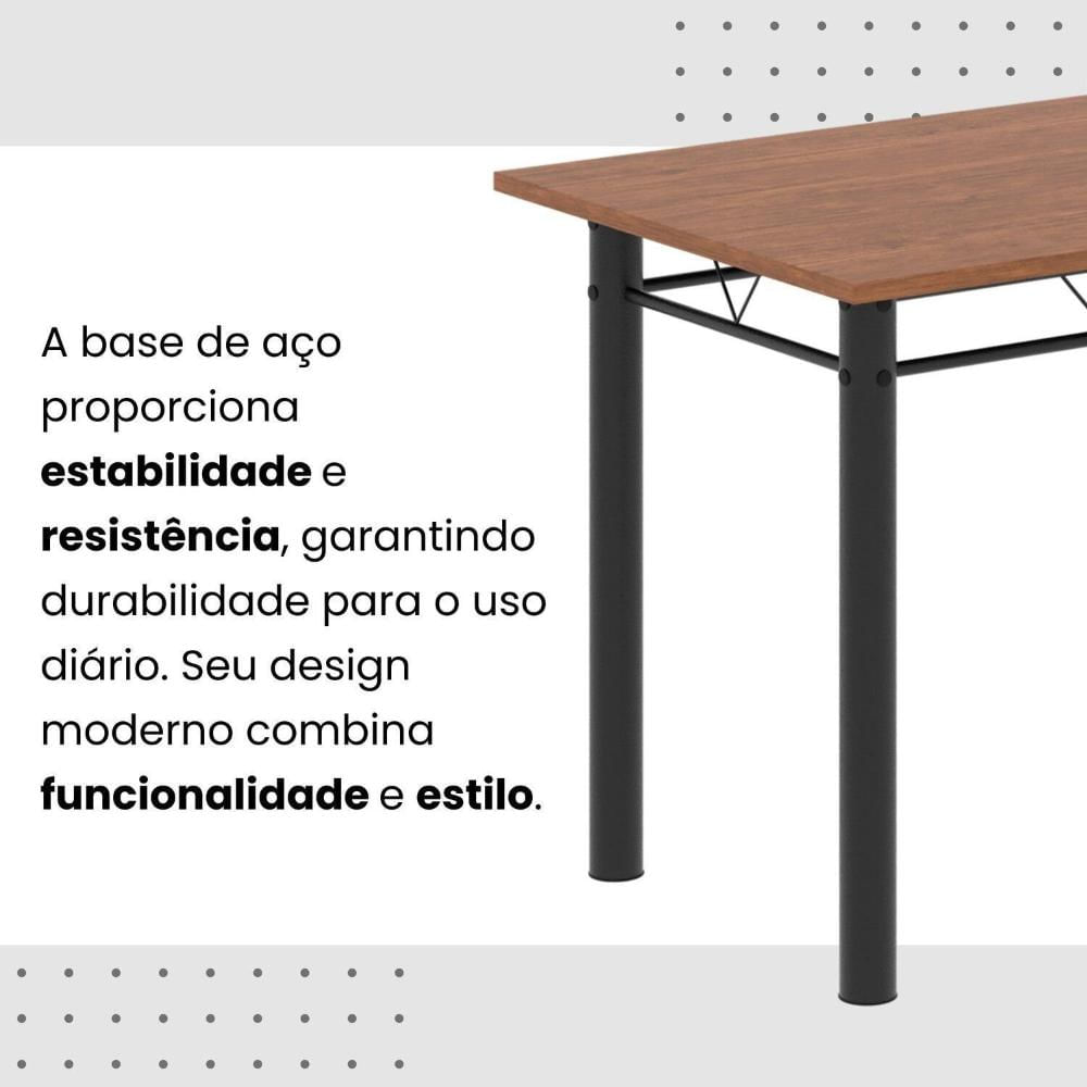 Conjunto de Mesa Tubular 100x60cm Tampo em Mdf e 4 Cadeiras Dany Preto
