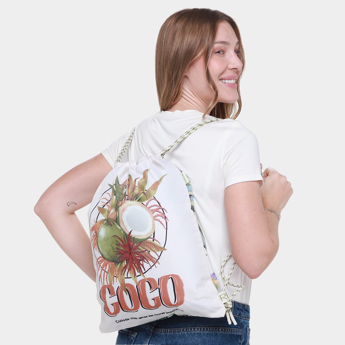 Miniatura Bolsa Farm Praiana Tropicália Feminina Off White